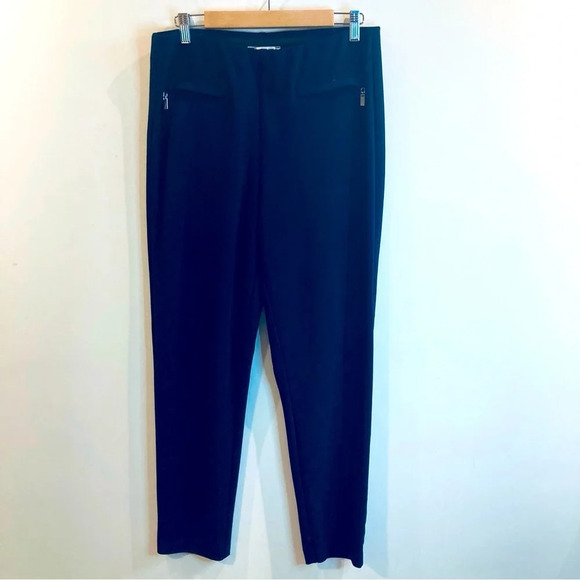 JOSEPH RIBKOFF Sz 14 Tapered Soft Flowy Fabric Faux Zipper Pocket Trouser Pants - Picture 1 of 7